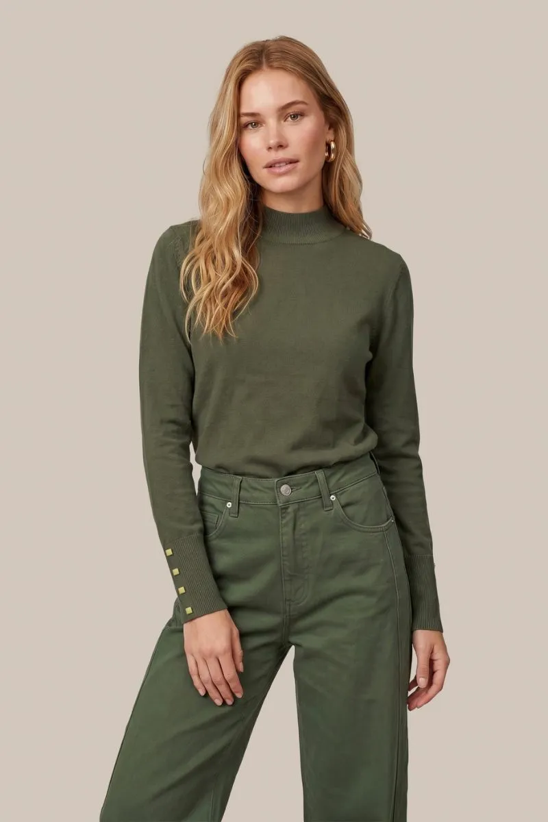 CS The Label Ambra Knit Pullover Dark Olive, gebreide pullover in donkerolijfgroen